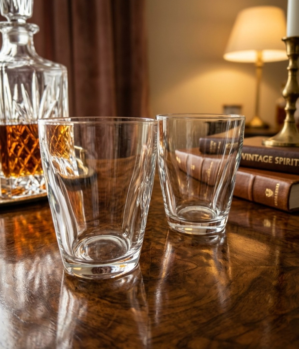 Rare Pair of 2 Waterford Crystal Double Old Fashioned Glasses